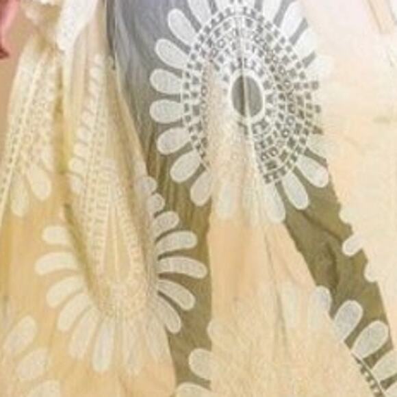 Ombre Lace Kimono Cardigan Yellow White Long - Picture 4 of 4